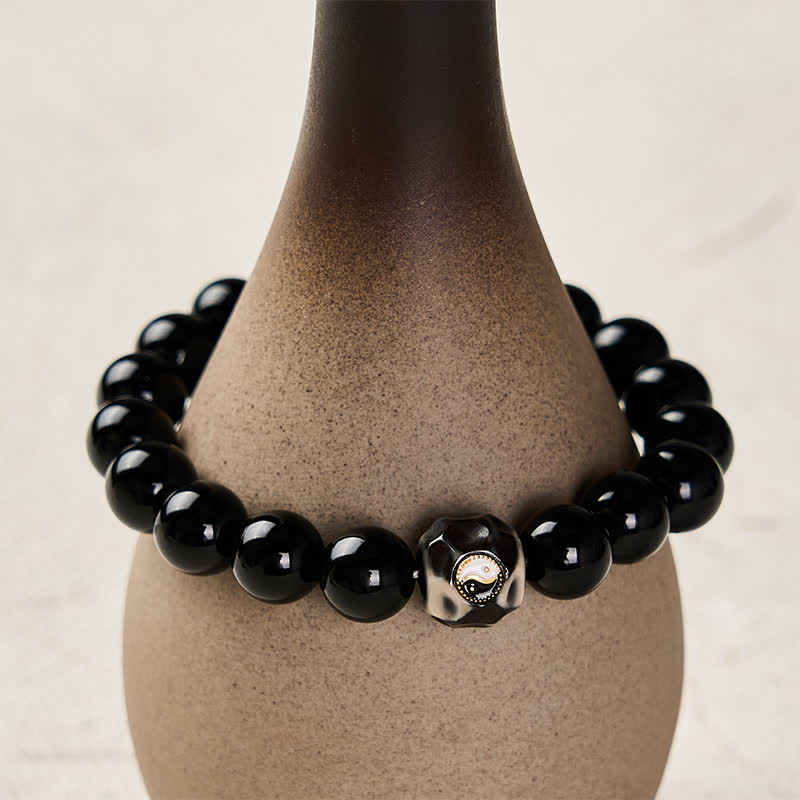 Buddha Stones チベット瑪瑙の陰陽富の丸ビーズブレスレット - image 8
