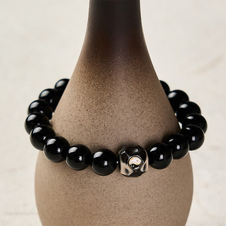 Buddha Stones チベット瑪瑙の陰陽富の丸ビーズブレスレット - image 8