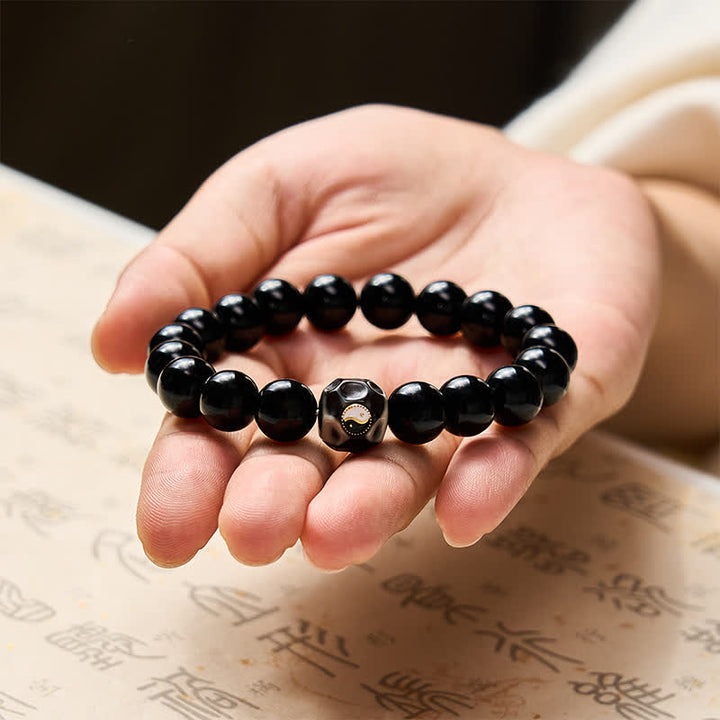 Buddha Stones チベット瑪瑙の陰陽富の丸ビーズブレスレット - image 9