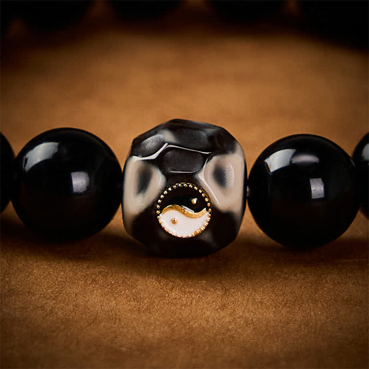 Buddha Stones チベット瑪瑙の陰陽富の丸ビーズブレスレット - image 11