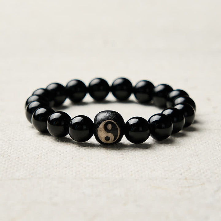 Buddha Stones チベット産黒曜石・ブラックオニキス陰陽付き守護ブレスレット - image 8