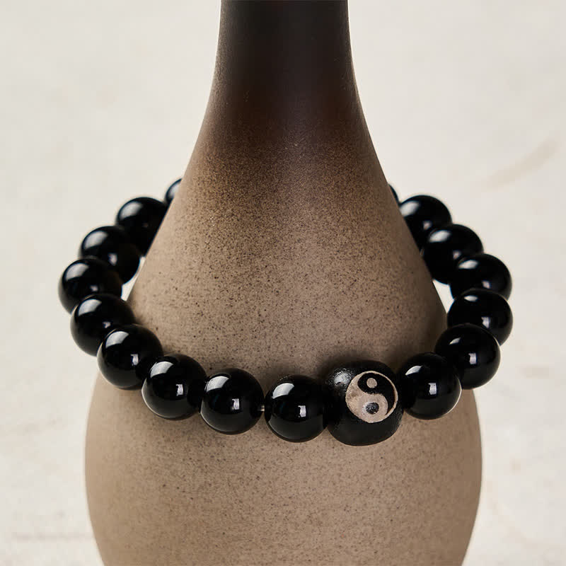 Buddha Stones チベット産黒曜石・ブラックオニキス陰陽付き守護ブレスレット - image 4
