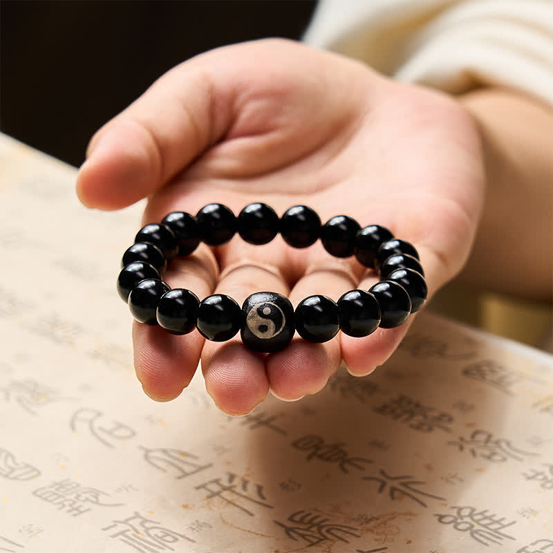 Buddha Stones チベット産黒曜石・ブラックオニキス陰陽付き守護ブレスレット - image 9