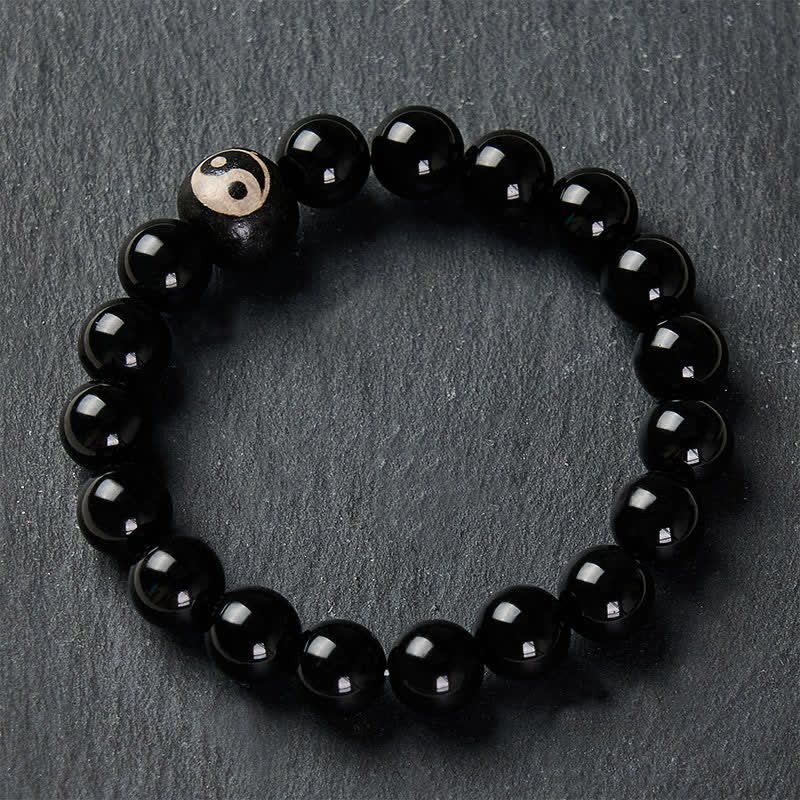 Buddha Stones チベット産黒曜石・ブラックオニキス陰陽付き守護ブレスレット - image 3