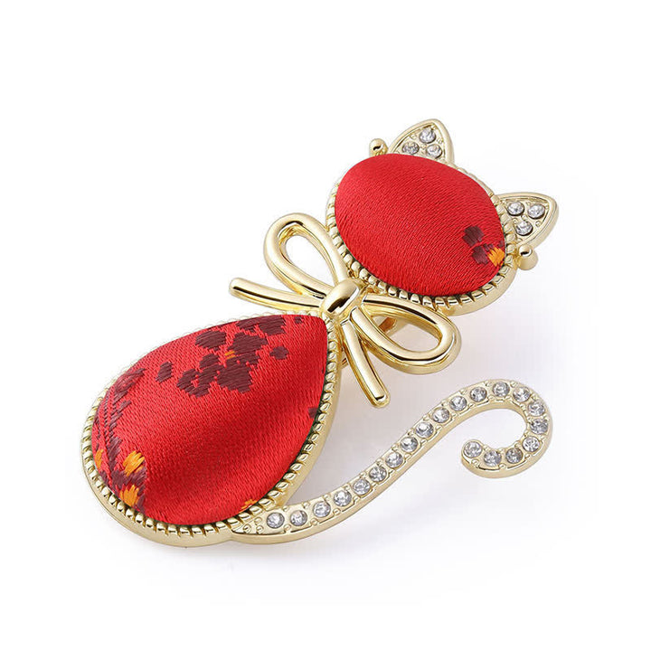 Buddha Stones 宋錦猫金メッキラインストーン中国風ヘアスティック - 赤色（同系色 – 柄は様々） - image 3