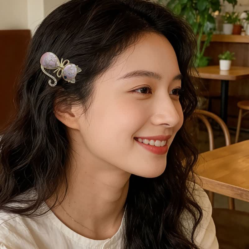 Buddha Stones 宋錦猫金メッキラインストーン中国風ヘアスティック - image 10
