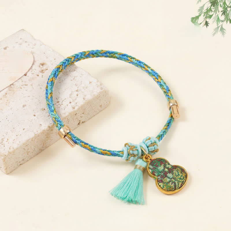 Buddha Stones 守護ブレスレット赤紐宋錦瓢 - 緑色（同系色調 - 柄は様々） - image 3