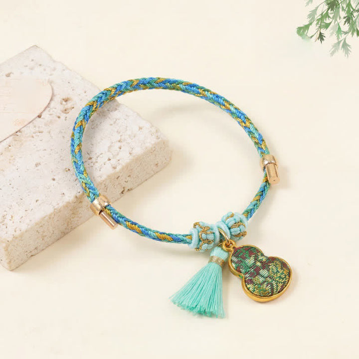 Buddha Stones 守護ブレスレット赤紐宋錦瓢 - 緑色（同系色調 - 柄は様々） - image 3
