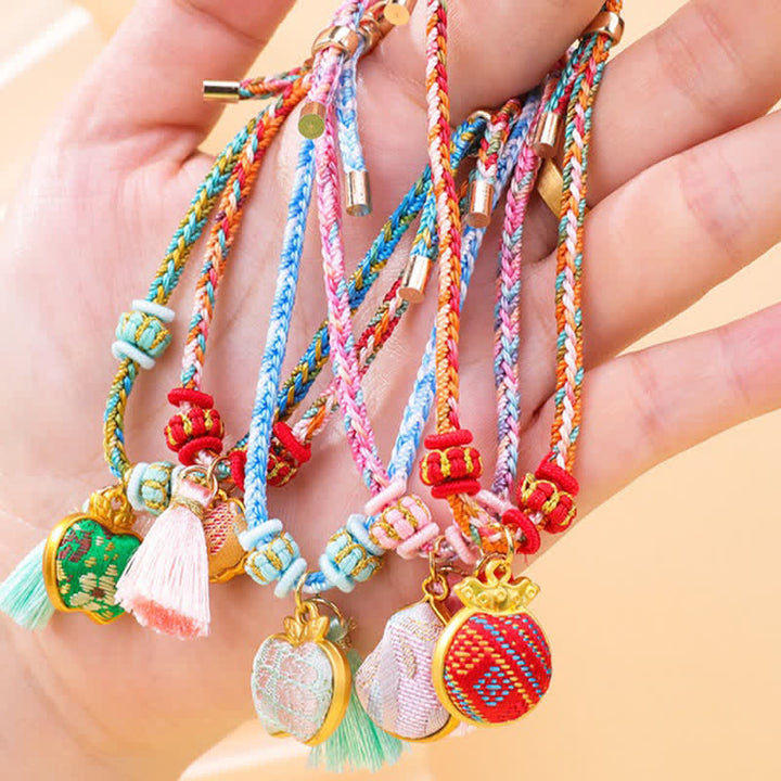 Buddha Stones 五色紐編み宋錦如意笏タッセル幸運ブレスレット - image 8