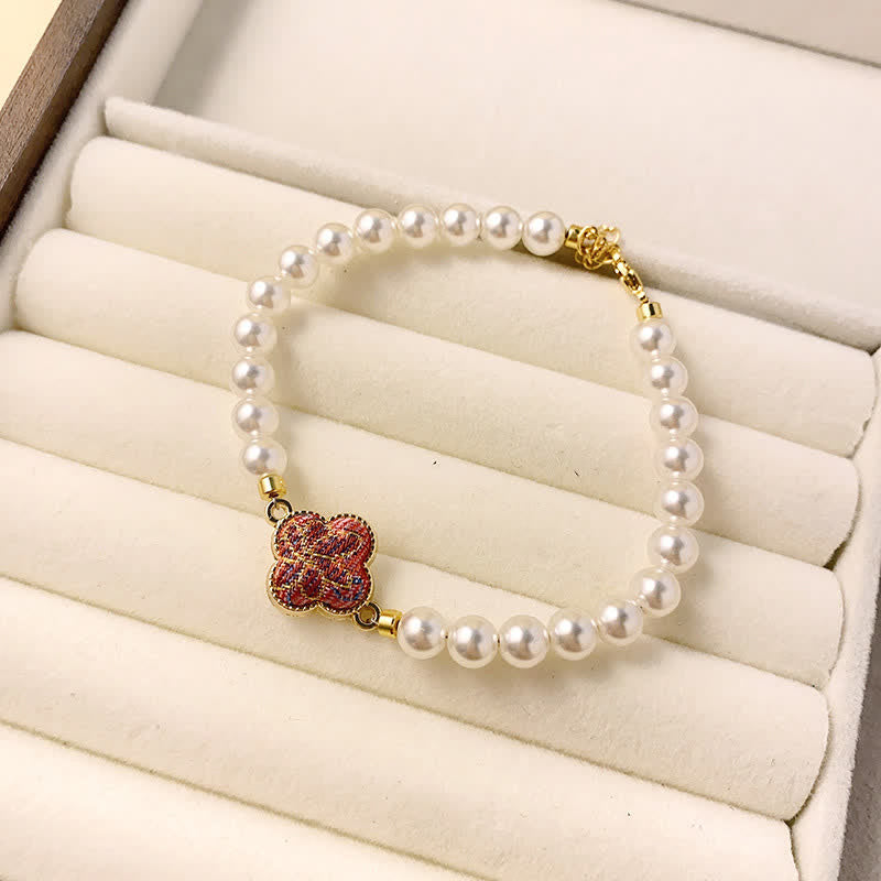 Buddha Stones パールソング ブロケード クローバー ピュリティ 新中国ブレスレット - パープルマルチカラー（同系色調 - 柄は様々） - image 3