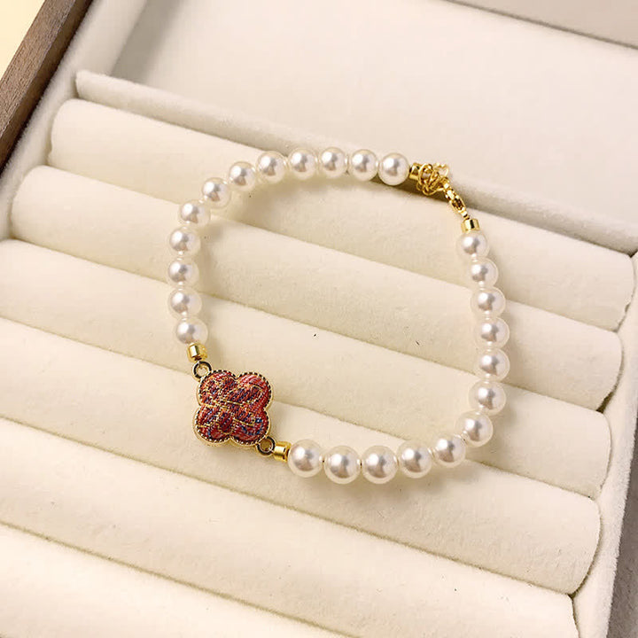 Buddha Stones パールソング ブロケード クローバー ピュリティ 新中国ブレスレット - パープルマルチカラー（同系色調 - 柄は様々） - image 3