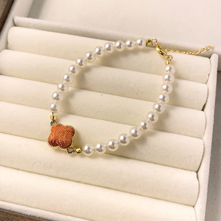 Buddha Stones パールソング ブロケード クローバー ピュリティ 新中国ブレスレット - オレンジ（同系色 – 柄は異なる場合があります） - image 7