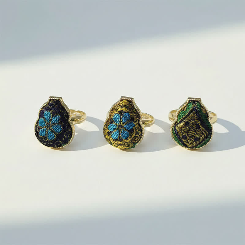 Buddha Stones 宋錦瓢箪型良縁祈願調節可能 ヴィンテージ 中国風リング - image 13