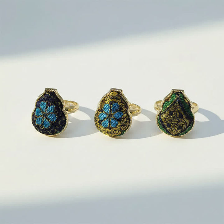 Buddha Stones 宋錦瓢箪型良縁祈願調節可能 ヴィンテージ 中国風リング - image 13