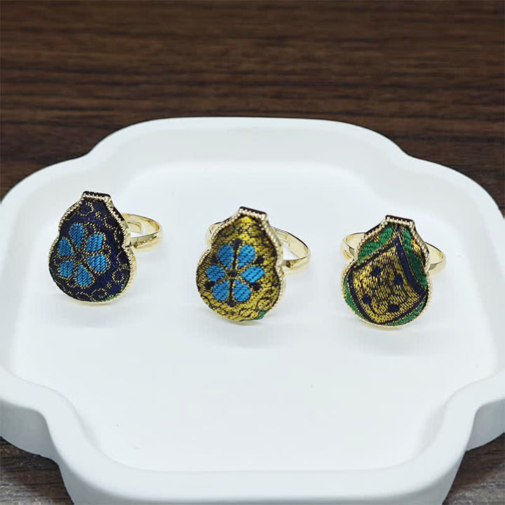 Buddha Stones 宋錦瓢箪型良縁祈願調節可能 ヴィンテージ 中国風リング - image 14