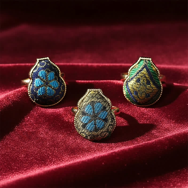 Buddha Stones 宋錦瓢箪型良縁祈願調節可能 ヴィンテージ 中国風リング - image 9