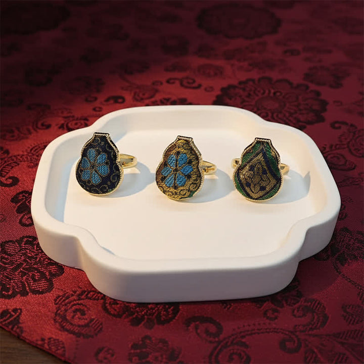Buddha Stones 宋錦瓢箪型良縁祈願調節可能 ヴィンテージ 中国風リング - image 10