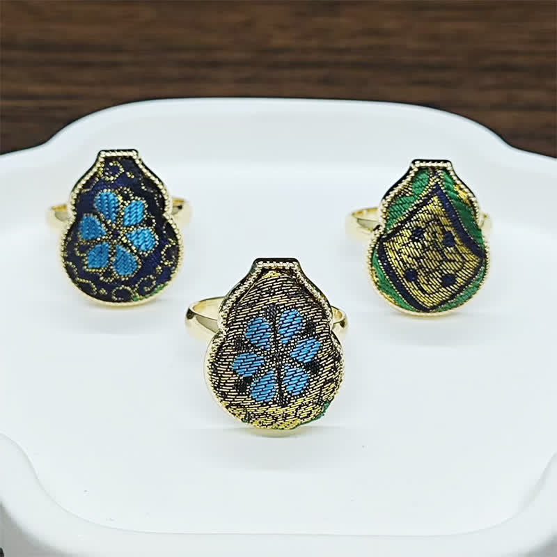 Buddha Stones 宋錦瓢箪型良縁祈願調節可能 ヴィンテージ 中国風リング - image 15