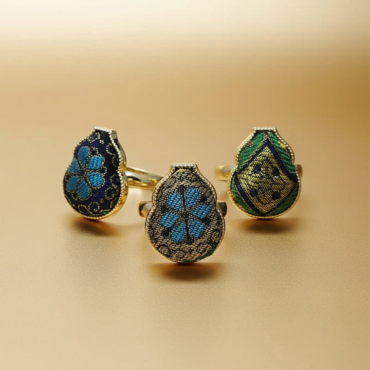 Buddha Stones 宋錦瓢箪型良縁祈願調節可能 ヴィンテージ 中国風リング - image 12