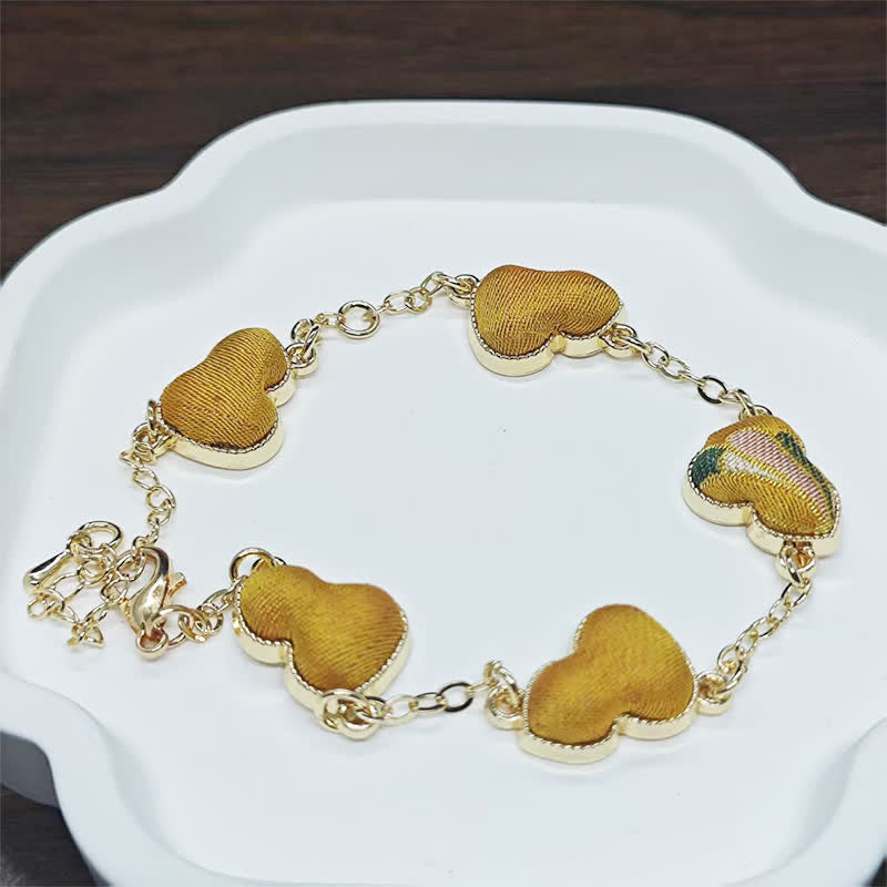 Buddha Stones 宋錦瓢箪水面波紋幸運繁栄中国風ヴィンテージブレスレット - ウコン（同系色 - 模様は様々） - image 10