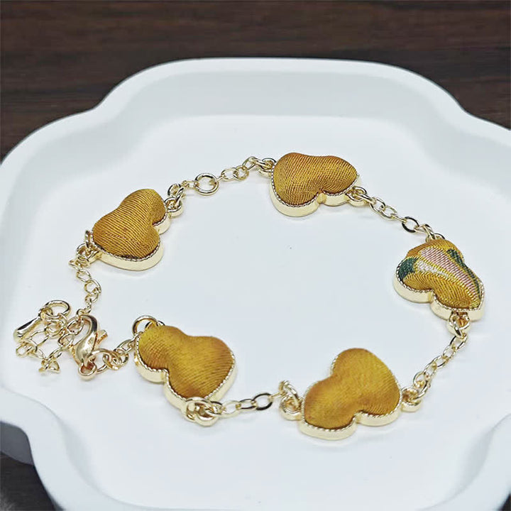 Buddha Stones 宋錦瓢箪水面波紋幸運繁栄中国風ヴィンテージブレスレット - ウコン（同系色 - 模様は様々） - image 10