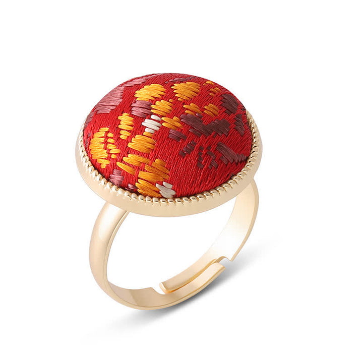 Buddha Stones 宋錦刺繍ラウンドエレガンスリング - 赤色（同系色調 - 柄は異なる場合があります） - image 16