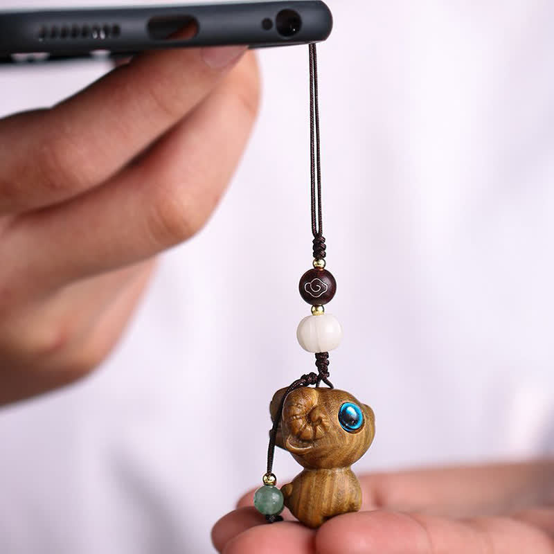 Buddha Stones 緑白檀製、羊の幸運をモチーフにした手彫りキーホルダー - image 12