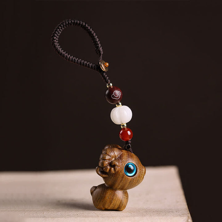 Buddha Stones 緑白檀製、羊の幸運をモチーフにした手彫りキーホルダー - キーホルダー - グリーンサンダルウッド（穏やかなエネルギー♥精神的なバランス） - image 0