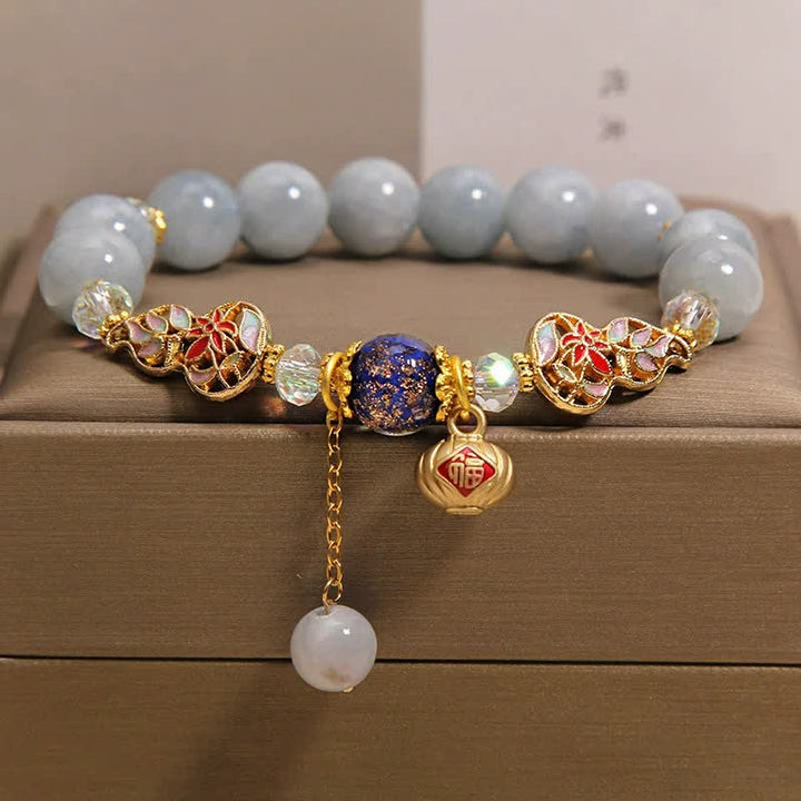 Buddha Stones アクアマリン フー キャラ運 七宝瓢箪ダングル ラウンド ブレスレット - アクアマリン（勇気♥ 心を落ち着かせる） - image 0