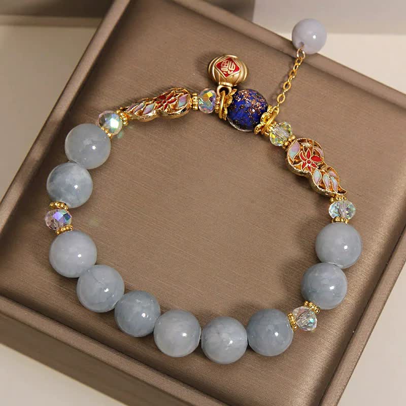 Buddha Stones アクアマリン フー キャラ運 七宝瓢箪ダングル ラウンド ブレスレット - image 8