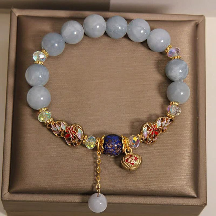Buddha Stones アクアマリン フー キャラ運 七宝瓢箪ダングル ラウンド ブレスレット - image 4