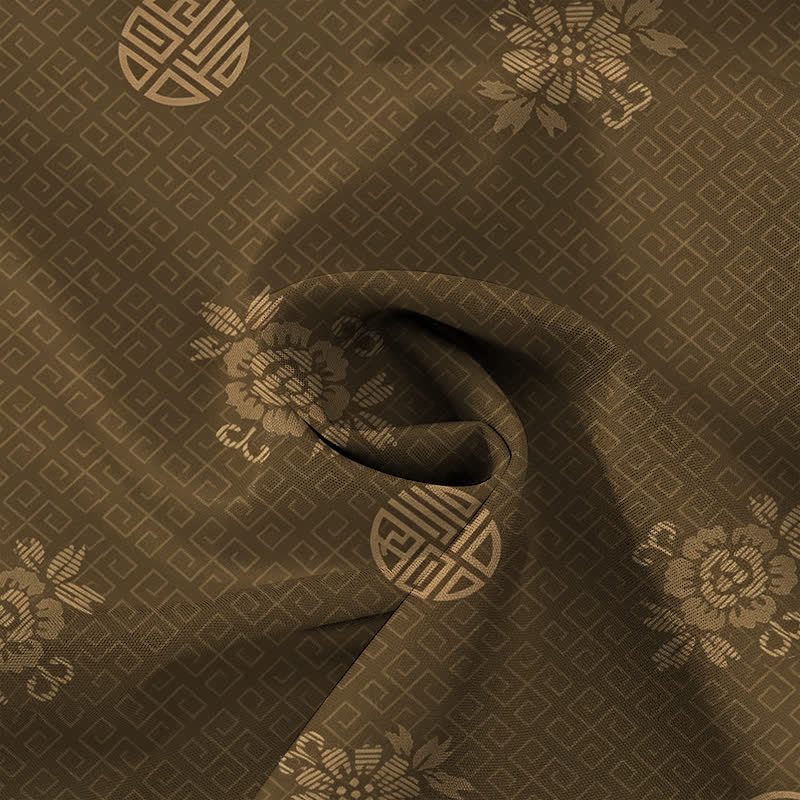 Buddha Stones 幾何学模様の花柄メダリオン柄ボタン付き通気性メンズ半袖シャツ - image 4