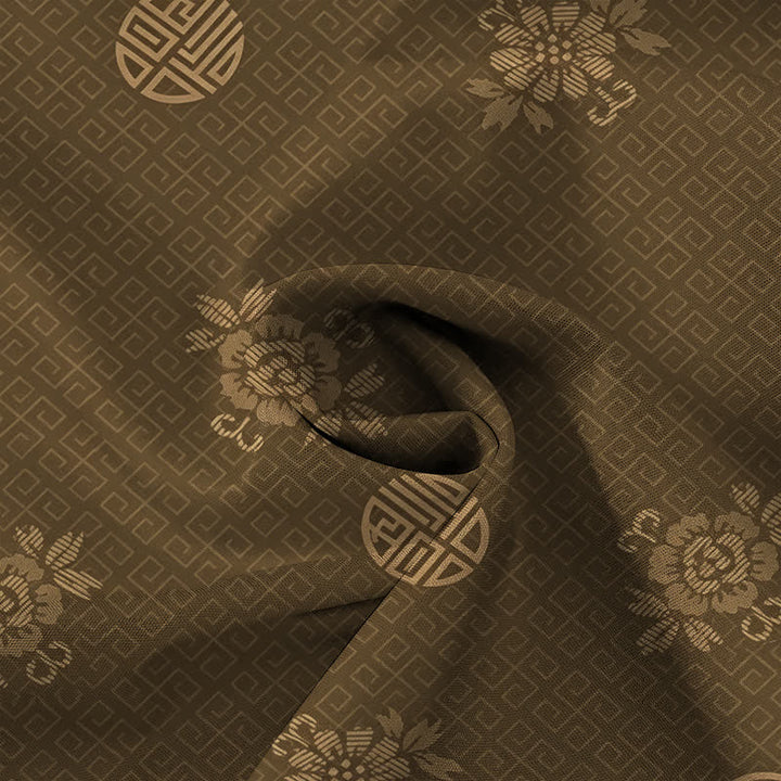 Buddha Stones 幾何学模様の花柄メダリオン柄ボタン付き通気性メンズ半袖シャツ - image 4