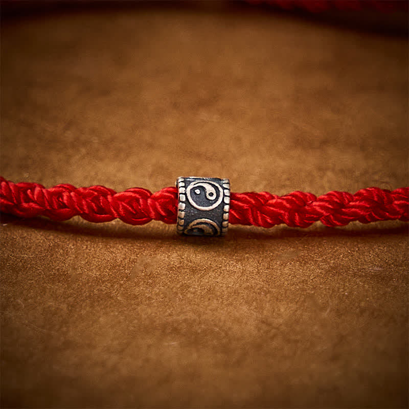 Buddha Stones 黒と赤紐れた陰陽の守護を象徴する手織りのミニマリストブレスレット - image 10