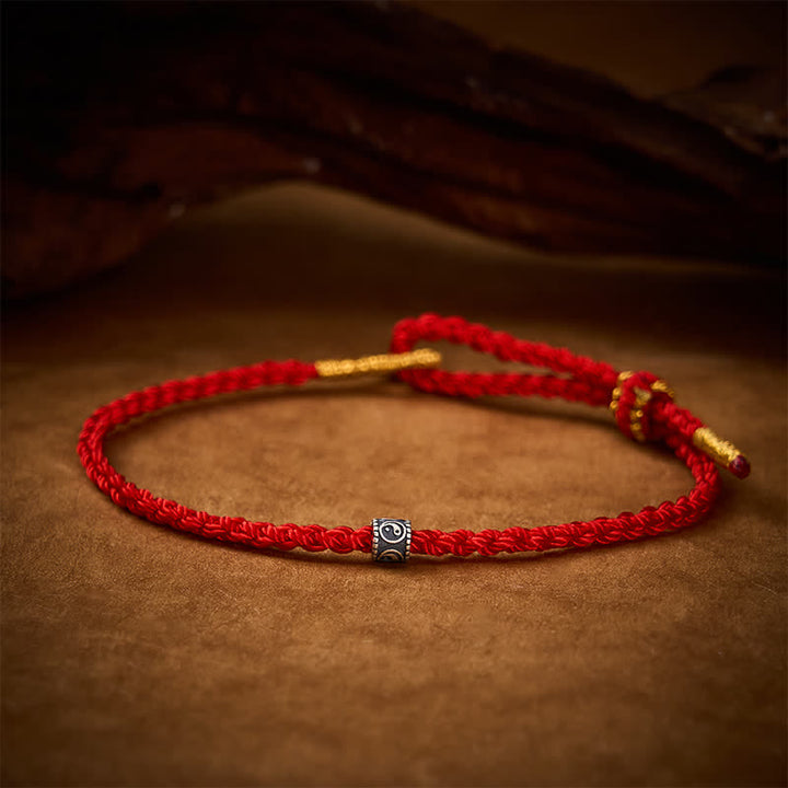 Buddha Stones 黒と赤紐れた陰陽の守護を象徴する手織りのミニマリストブレスレット - image 9