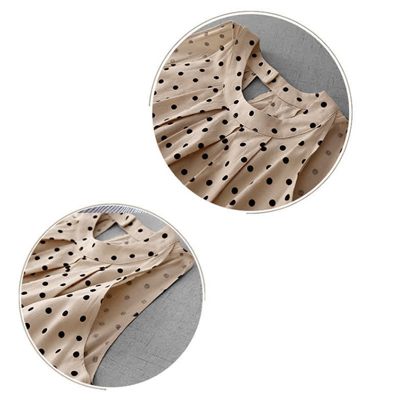 Buddha Stones 夏物ヴィンテージ風水玉模様レディースノースリーブワンピース - image 9