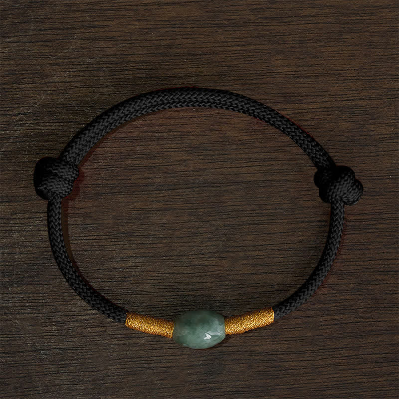 Buddha Stones 翡翠ビーズと赤紐の守護ブレスレット - 黒い紐 - image 8