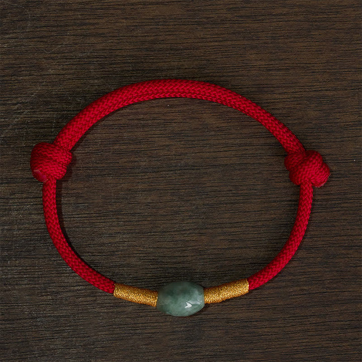 Buddha Stones 翡翠ビーズと赤紐の守護ブレスレット - image 4