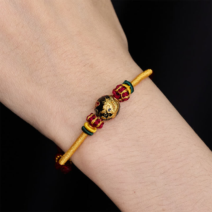 Buddha Stones 銅製ドラゴンビーズと赤紐を使った丈夫な編み込みブレスレット - image 8