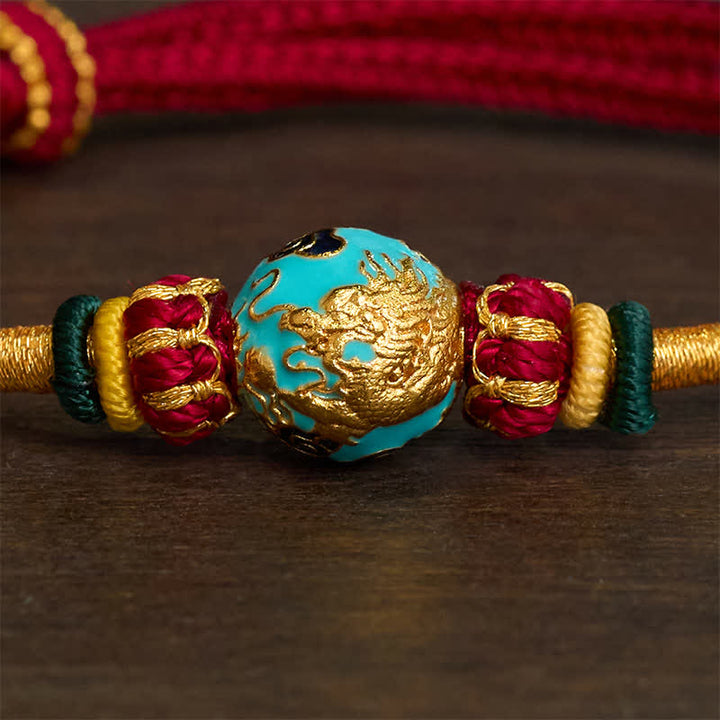 Buddha Stones 銅製ドラゴンビーズと赤紐を使った丈夫な編み込みブレスレット - image 15