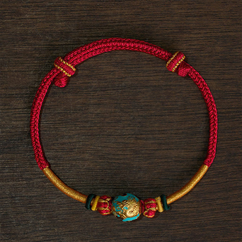 Buddha Stones 銅製ドラゴンビーズと赤紐を使った丈夫な編み込みブレスレット - 赤紐（手首周り：15～20cm） - フェニックスビーズ - image 17