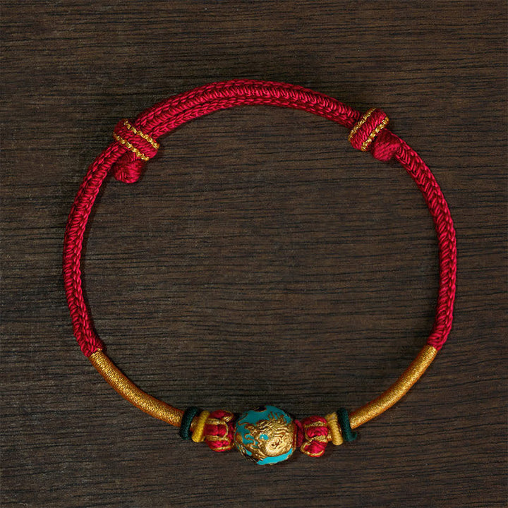 Buddha Stones 銅製ドラゴンビーズと赤紐を使った丈夫な編み込みブレスレット - 赤紐（手首周り：15～20cm） - フェニックスビーズ - image 17