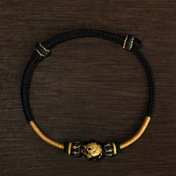 Buddha Stones 銅製ドラゴンビーズと赤紐を使った丈夫な編み込みブレスレット - 黒色の紐（手首周り：15～20cm） - ドラゴンビーズ - image 18