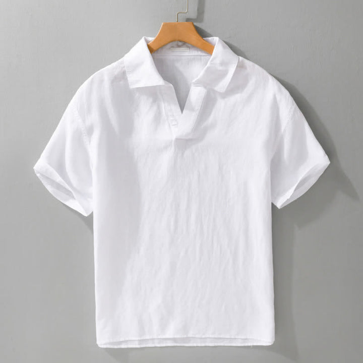Buddha Stones 夏物カジュアルミニマリスト無地メンズ半袖シャツ - 白 - US/UK/AU42、 EU52 (3XL) - image 9