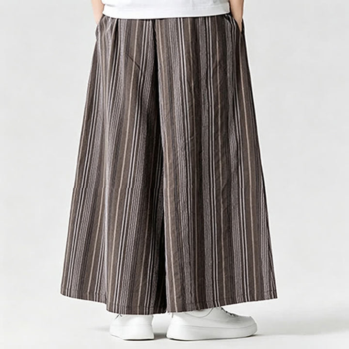 Buddha Stones 夏物ヴィンテージ風ドローストリングストライプアンクルパンツメンズワイドレッグパンツ（ポケット付き） - image 23