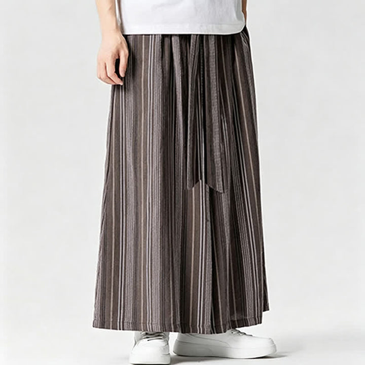 Buddha Stones 夏物ヴィンテージ風ドローストリングストライプアンクルパンツメンズワイドレッグパンツ（ポケット付き） - image 21