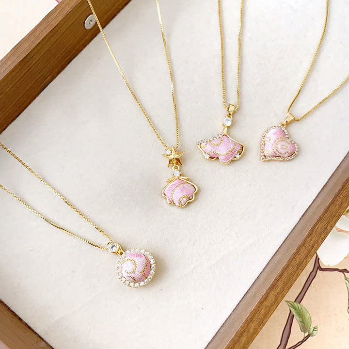Buddha Stones 宋錦銅貝ハートイチョウの葉幸運ネックレス - image 10