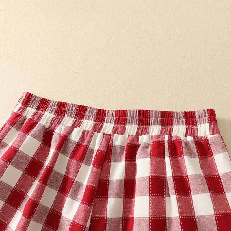 Buddha Stones 夏のカジュアルクラシックチェック柄クロップドパンツ レディース ハーレムパンツ ポケット付き - image 3