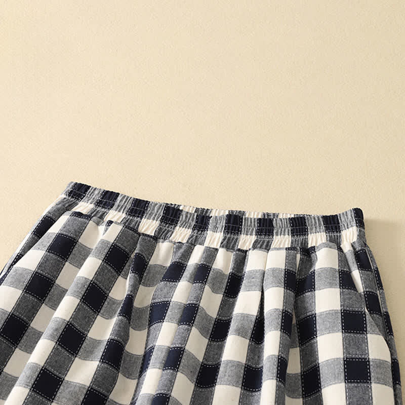 Buddha Stones 夏のカジュアルクラシックチェック柄クロップドパンツ レディース ハーレムパンツ ポケット付き - image 9