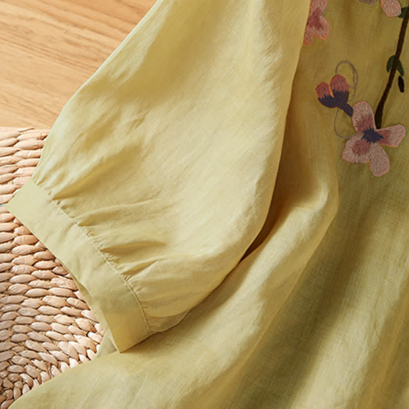 Buddha Stones 夏らしいヴィンテージ風刺繍入り花柄レディース半袖シャツ - image 13